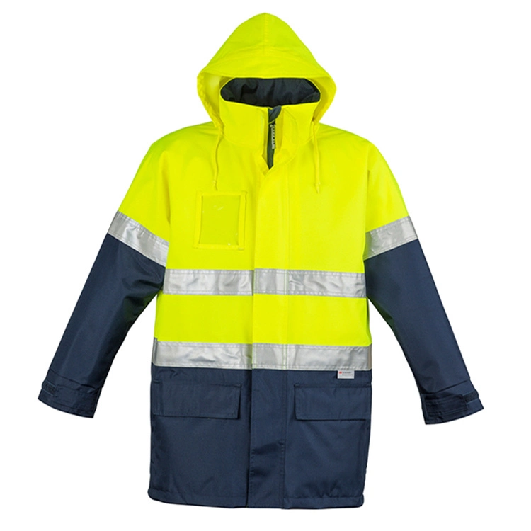 Outdoor Waterproof Reflective Safety Adjustable Hoodie Raincoat Hi Vis Safety Workwear Jacket